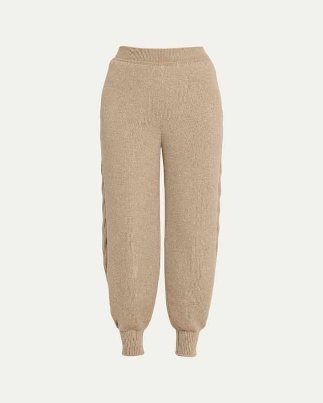 Napier Firefly Cable-Knit Cashmere Joggers